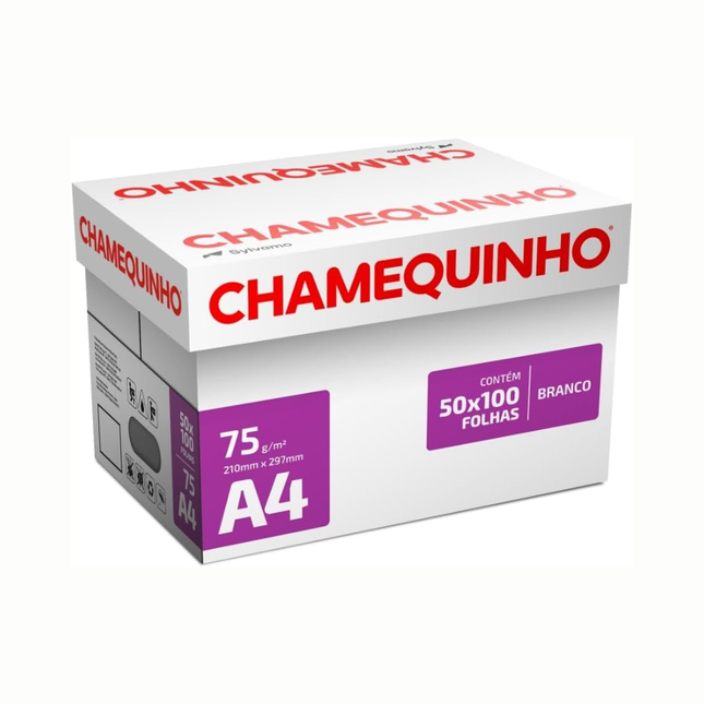 Papel Sulfite A4 Com 100 Unidades Fls CHAMEQ.75g Cor Branco Caixa Com 50 Unidades Pacote