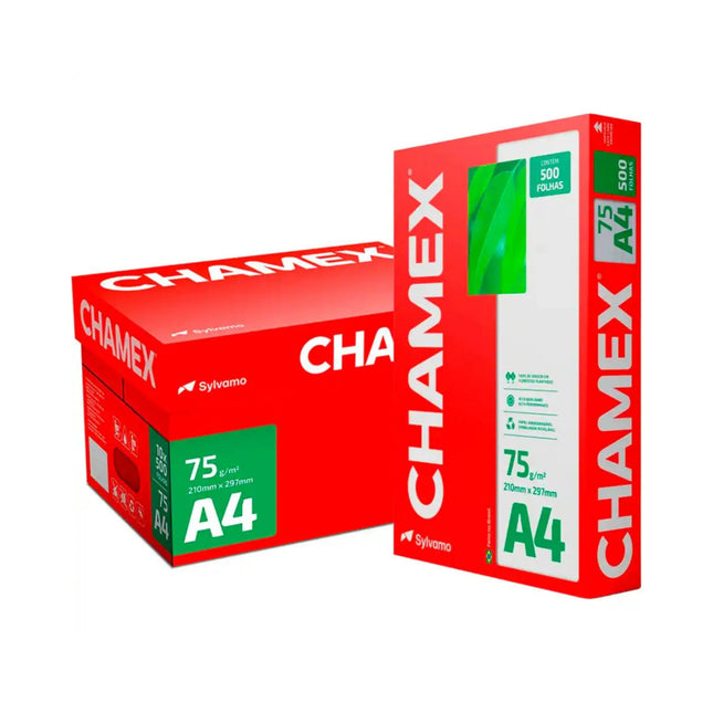 Papel sulfite branco CHAMEX, A4 75g CX 5000 folhas