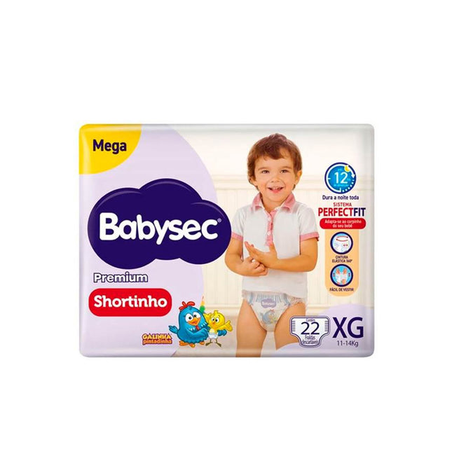 Fralda Descartáveis Babysec Galinha Pintadinha Shortinho Mega Tamanho XG Pacote Com 22 Unidades - 209711