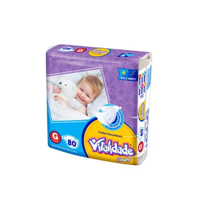 Fralda Descartável Infantil Vitalidade Baby Tamanho G Pacote Com 80 Unidades
