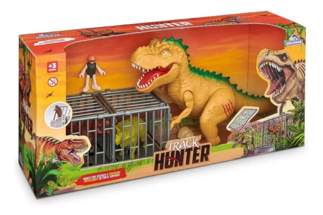 Dinossauro com Jaula e Boneco Track Hunter Adijomar 788