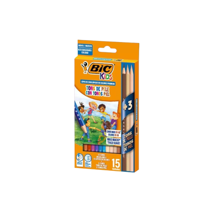 Lapis De Cor Bic Kids Tons De Pele 12+3 Cores Com 01 Unidade - 301088