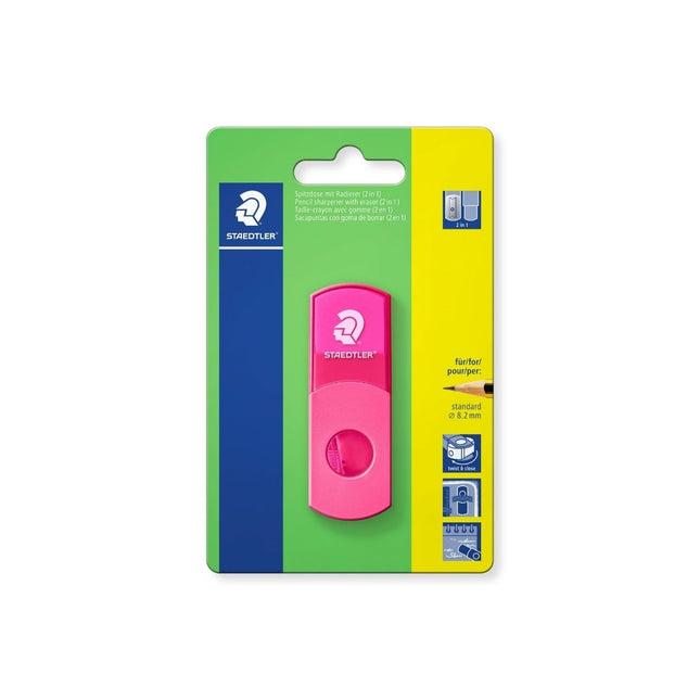 Apontador Staedtler Lapis Rosa Neon Com Reservatorio E Borracha Blister Com 01 Unidade - 511SEF20BK