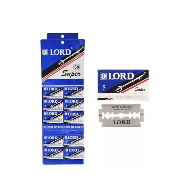 Lâmina De Barbear Lord Blades Cor Azul Cart Com 50 Unidades