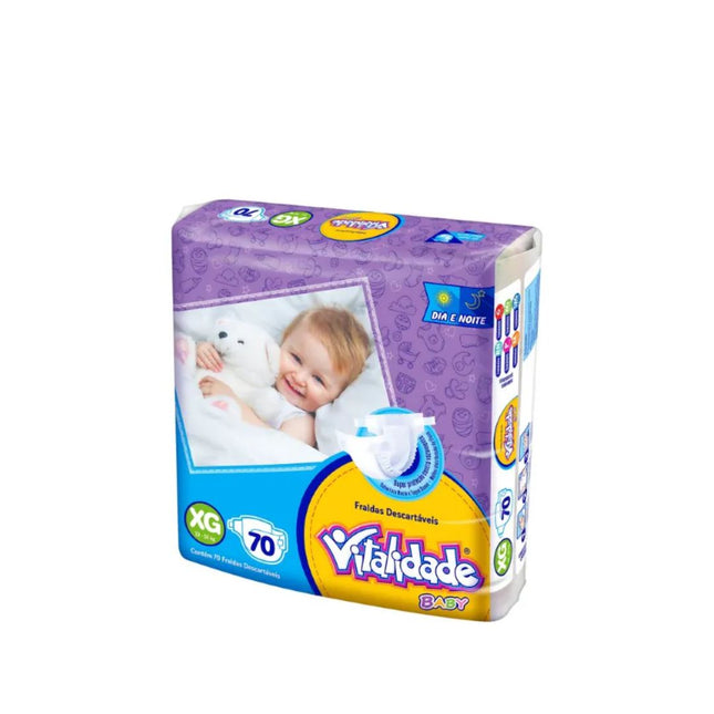 Fralda Desc.Infantil Vitalidade Baby Tamanho .XG Pacote Com 70 Unidades