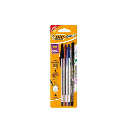 Caneta Esferografica Bic Cristal + Caneta Intensity Com 04 Unidades Pcs - 524336
