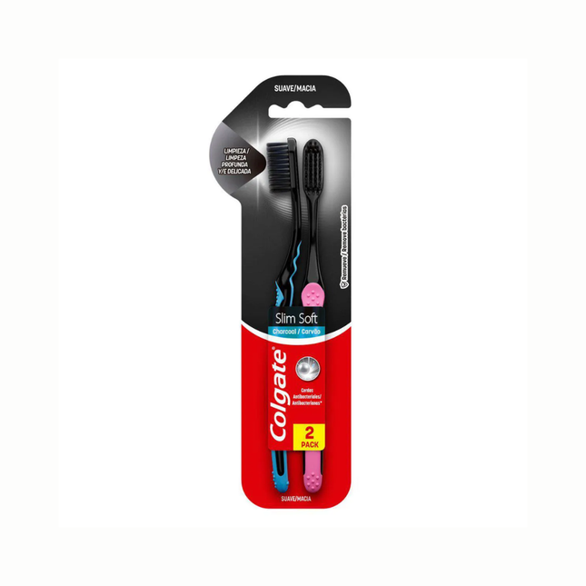 Escova Dental Colgate Slim Soft Black Com 02 Unidades - 202761
