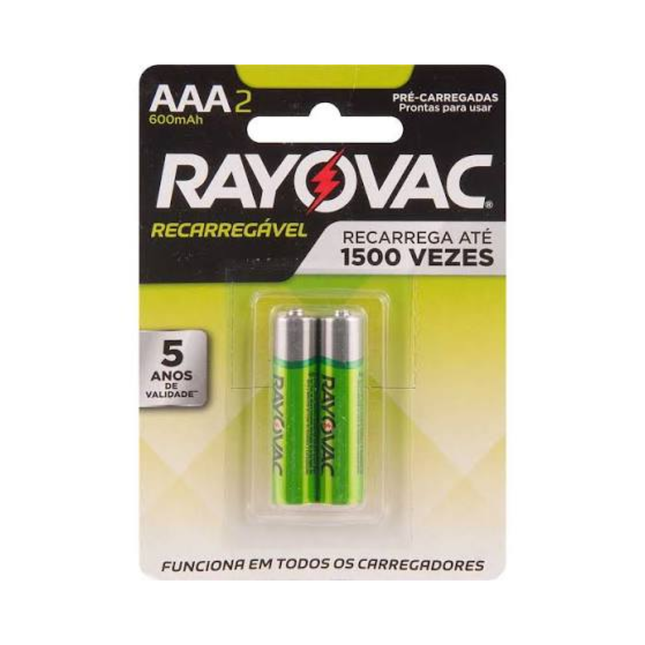 Pilha Recarregavel Rayovac AAA Com 02 Unidades - 55902