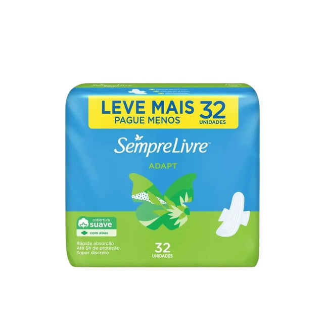 Absorvente Johnson &amp; Johnson Sempre Livre Adapt Leve Mais Pague Menos Com 32 Unidades