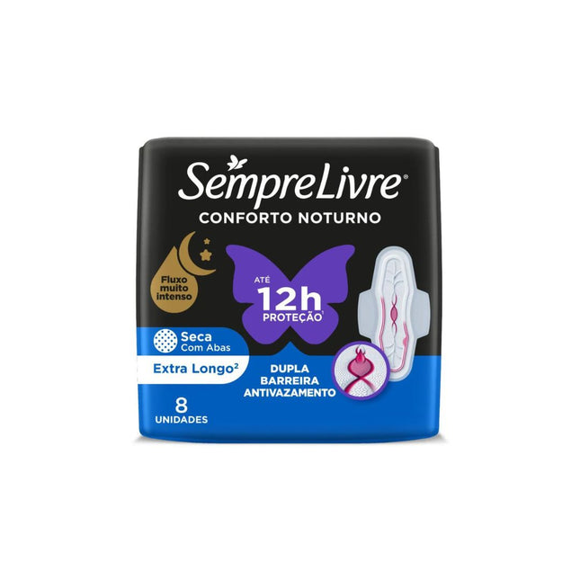 Absorvente J&J Sempre Livre Noturno Seca Com Aba Com 08 Unidades - 537344