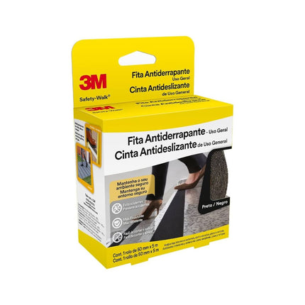 Fita Antiderrapante Uso Geral 3M Cor Preta 50MMX5M - H0001912452