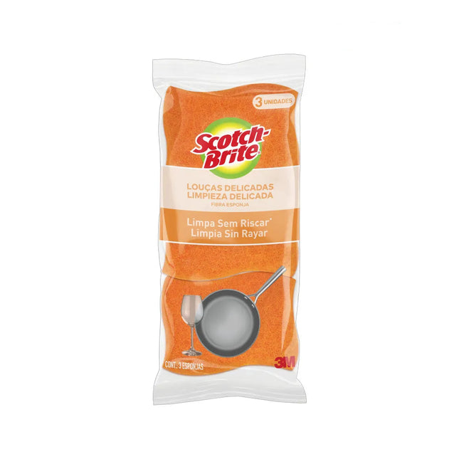 Esponja Laranja Scotch-Brite Não Risca Loucas Delicadas Com 03 - Hb004349757