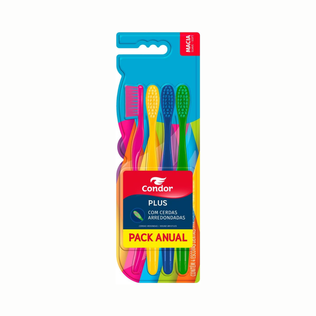 Escova Dental Condor Macia Plus Com 04 Unidades Pcs - 8118-0