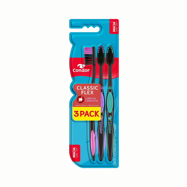 Escova Dental Condor Classic Flex Macia Com 03 Unidades Pcs - 8375-0