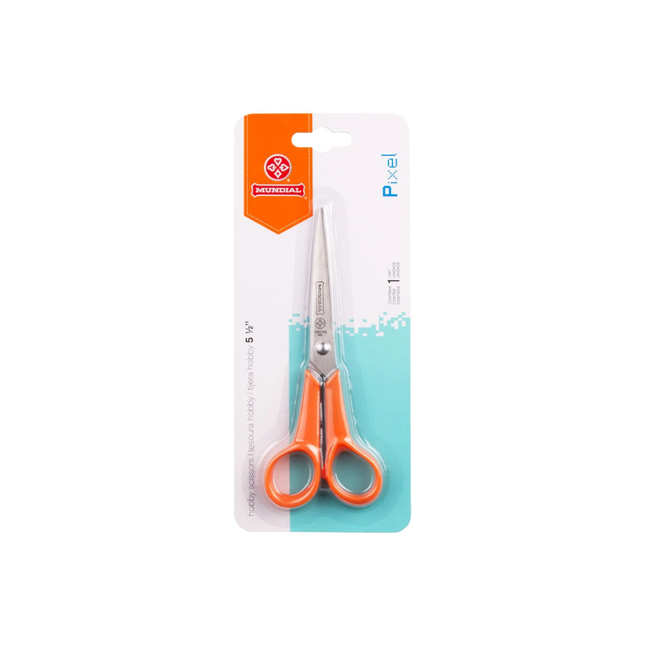 Tesoura Mundial Hobby Laranja Pixel 14cm - 3564-5.1/2
