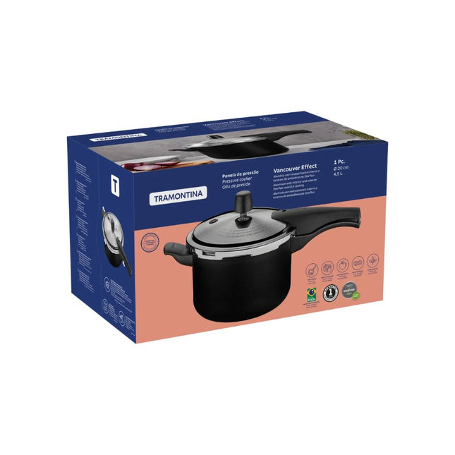 Panela De Pressao Tramontina 4,5lts Aluminio Antiaderente Starflon Max Preto 20cm - 20591420