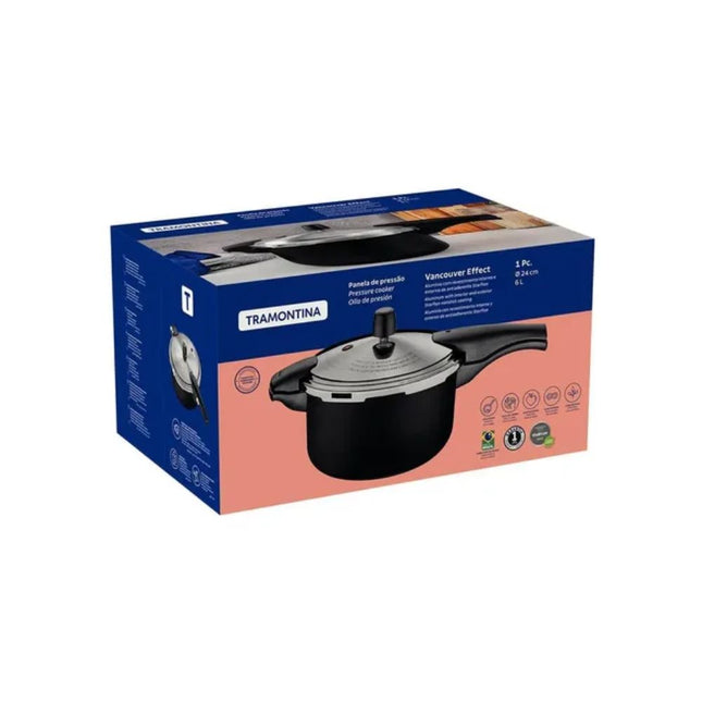 Panela De Pressao Tramontina 6lts Aluminio Antiaderente Starflon Max Preto 24cm - 20592424