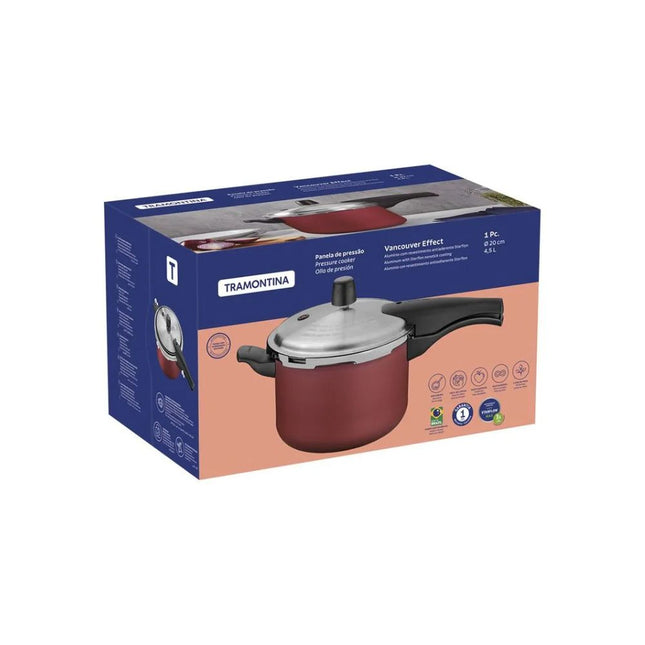 Panela De Pressao Tramontina 4,5lts Aluminio Antiaderente Starflon Max Vermelho 20cm - 20591720