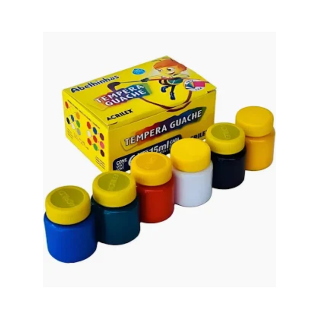 Tinta Guache Acrilex 15ml Com 06 Unidades Cores Com 01 Unidade - 02006