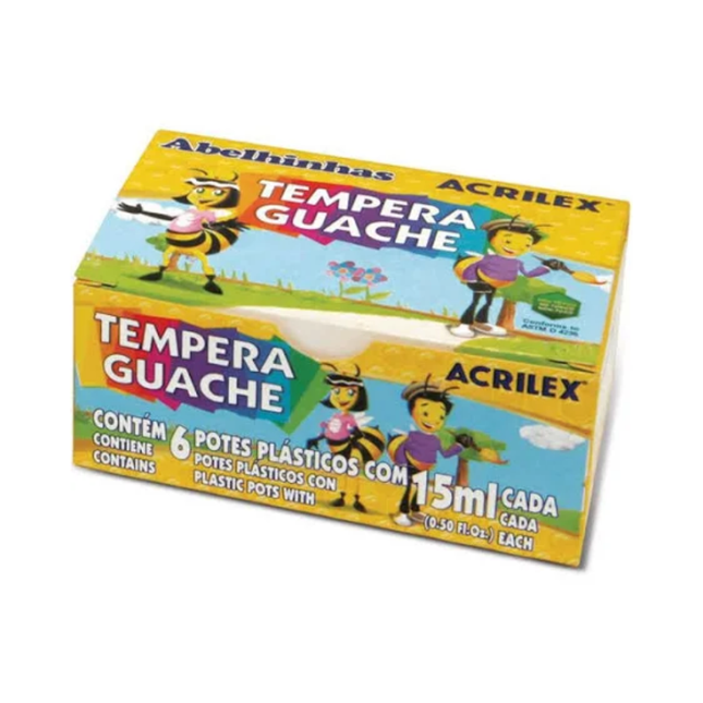 Tinta Guache Acrilex Caixa Com 6 Unidades Cores Com 01 Unidade - 02020