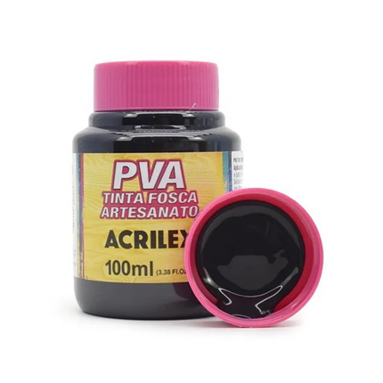 Tinta Acrilex PVA 100ml 520 Preto Com 01 Unidade - 03210
