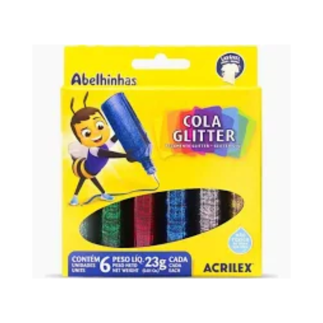 Cola Acrilex Com Glitter 23g 06 Cores Com 01 Unidade - 02923