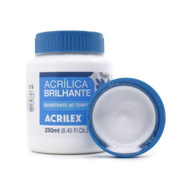 Tinta Acrilica Brilh.Acrilex 519 250ml Branco Com 01 Unidade - 03325