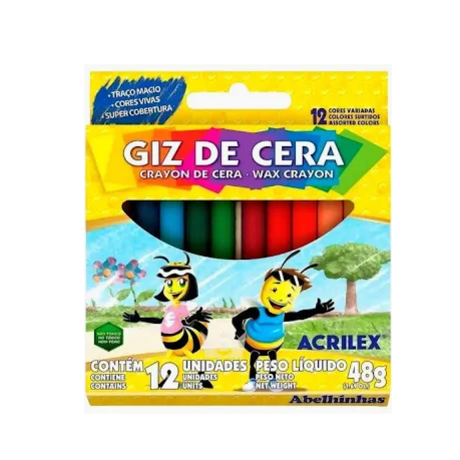 Giz De Cera Acrilex 12 Cores Com 01 Unidade - 9012