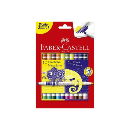 Caneta Hidrografica Faber Bicolor 12 Canetas 24CORES Com 01 Unidade - 15.0612N