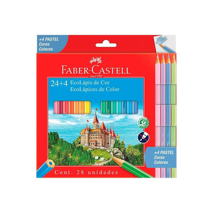 Lapis De Cor Faber 24 Cores + 4 Pastel Com 01 Unidade - 120124+4P