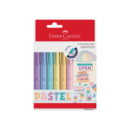 Caneta Hidrografica Fine Pen Colors Pastel Com 06 Unidades Faber - FPB/ES6TPZF