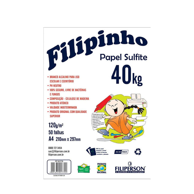 Papel Sulfite Filipinho A4 120G Com 50 Folhas -  1779