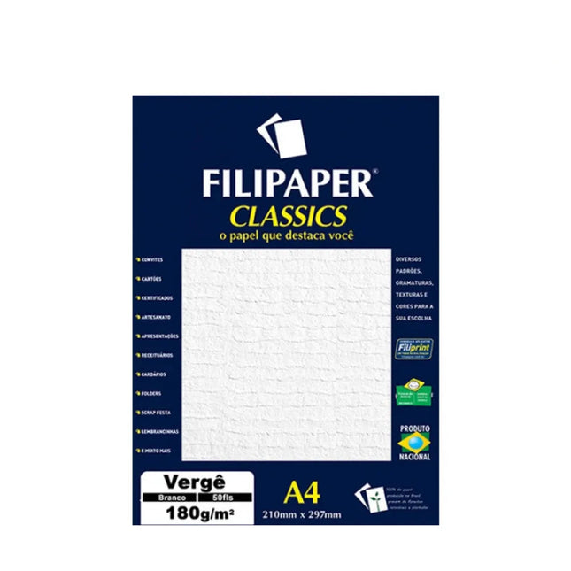 Papel Verge A-4 Branco 180G Com 50 Folhas -  977