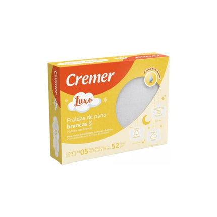 Fralda De Pano Cremer Luxo Branca 70X70cm Com 05 Unidades - 375992