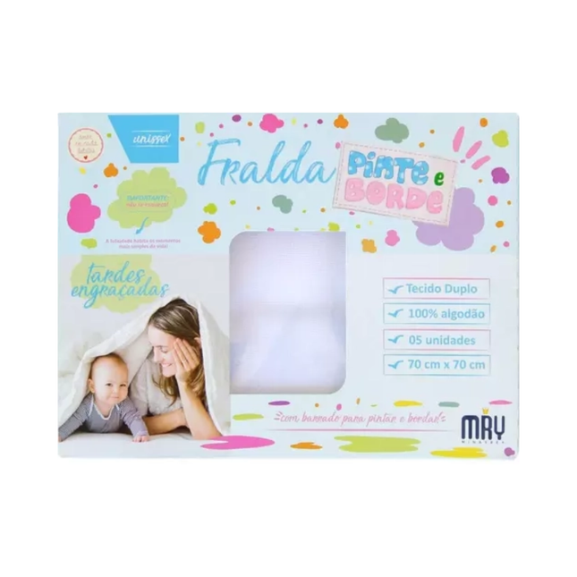 Fralda Pinte E Borde Minasrey Tamanho 70X70cm Pacote Com 05 Unidades - 1631