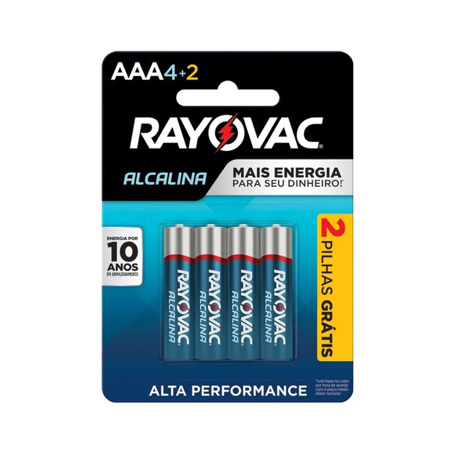 Pilha Rayovac Alc.Palito (AAA) Leve 6 Pague 4 Com 06 Unidades - 20917