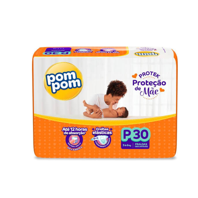 Fralda Desc.Infantil Pompom Jumbo Tamanho .P Pacote Com 30 Unidades - 204511