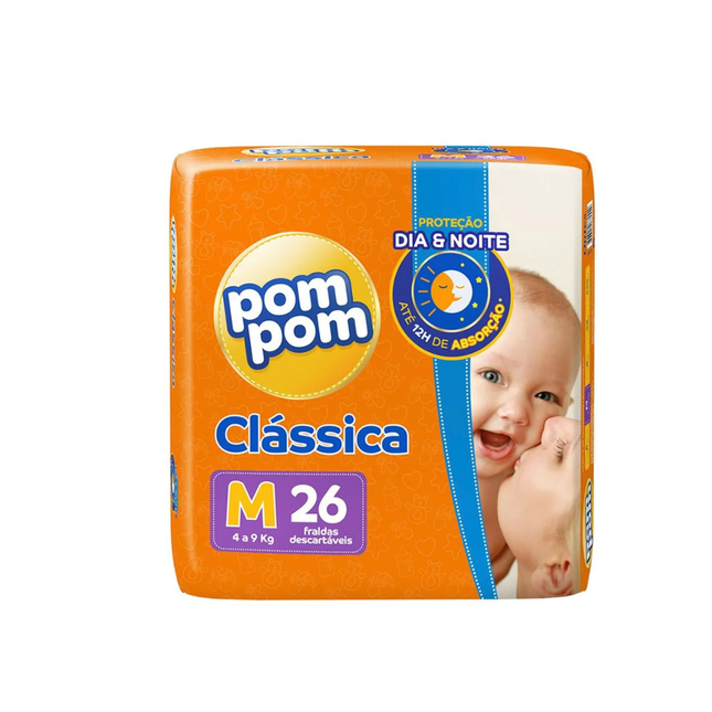 Fralda Desc.Infantil Pompom Jumbo Tamanho .M Pacote Com 26 Unidades - 204521