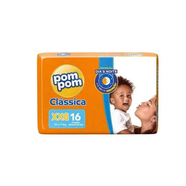 Fralda Desc.Infantil Pompom Jumbo Tamanho .Xxg Pacote Com 16 Unidades - 204551