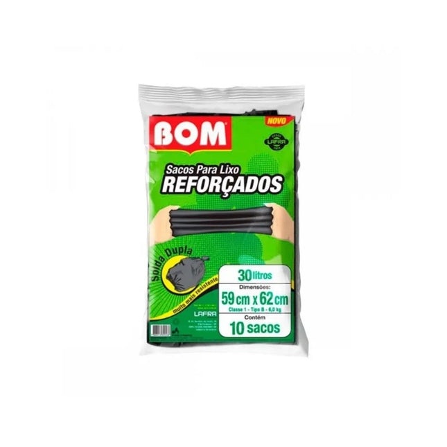 Saco Lixo 30lts Lafra Reforcado 59X62cm Preto Com 10 Unidades - 028-FD50