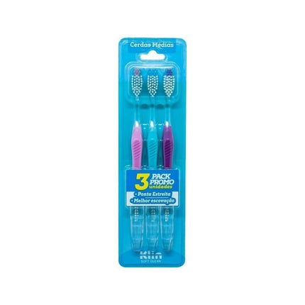 Kit Escova Dental Soft Clean Media Marco Boni Com 03 Unidades Pcs - 9124