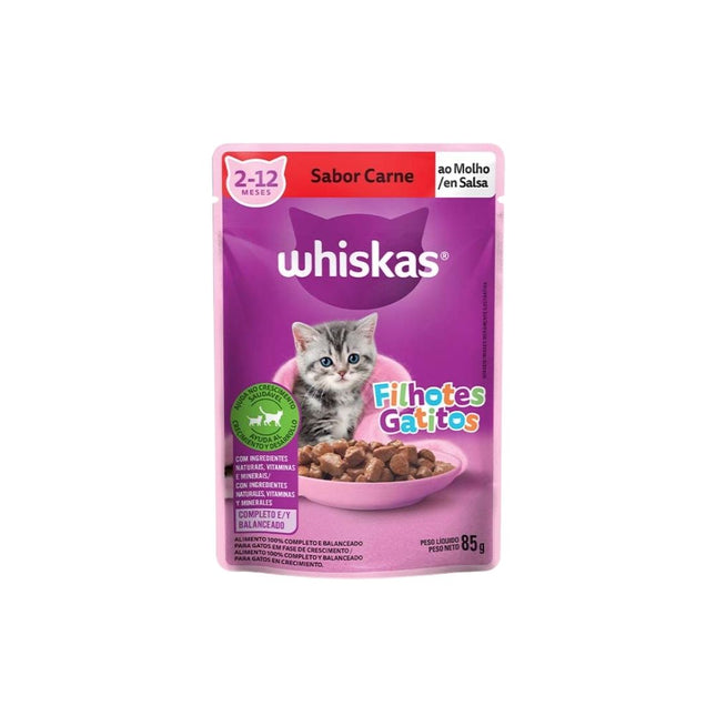 Racao Whiskas 85g Gatos Filhotes Em Crescimento Carne Ao Molho - 10220633
