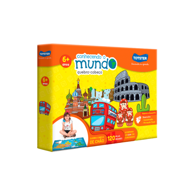 Quebra Cabeca Toyster Conhecendo O Mundo Com 120 Unidades Pcs Grandao - 2926