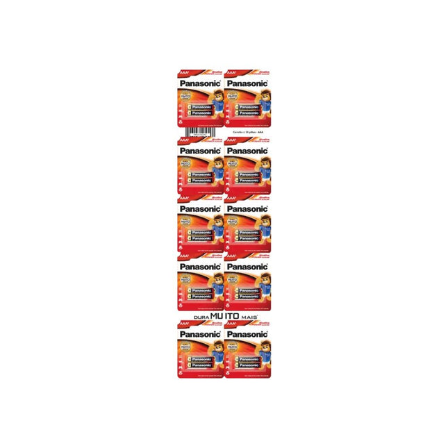 Pilha Panasonic Alcalina Palito AAA Com 10 Unidades Cartelas C/02 - Lr03-2bt