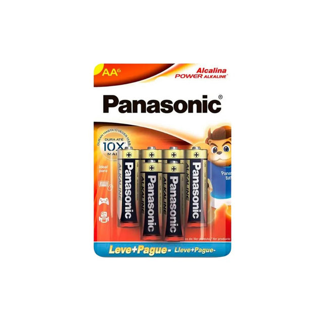 Pilha Panasonic Alcalina pq AA Cartela Com 06 Unidades - Lr6xab/l6ps