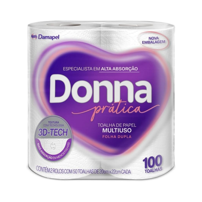 Papel Toalha Donna 2ROLOS 50X19cm 22cm Cada - 9868