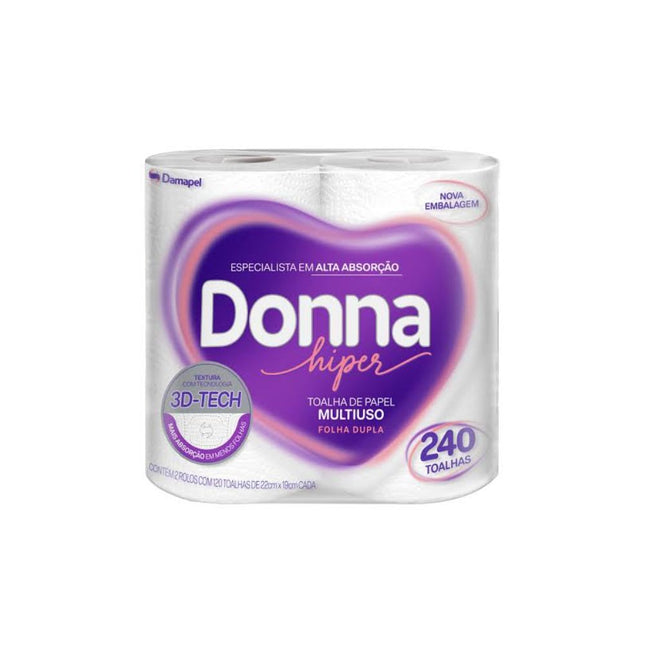 Toalha De Papel Damapel Folha Dupla Donna Hiper Com 240 Unidades Fls - 25627
