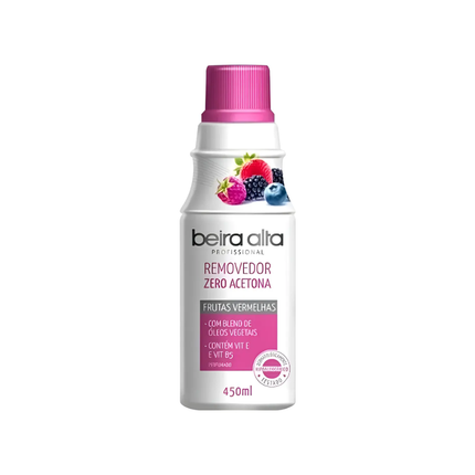 Removedor De Esmalte Zero Acetona Beira Alta 450ml Frutas Vermelhas Com 01 Unidade