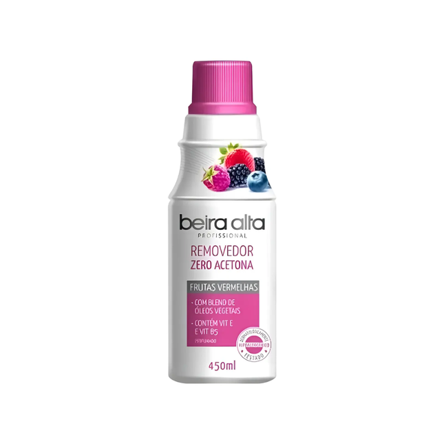 Removedor De Esmalte Zero Acetona Beira Alta 450ml Frutas Vermelhas Com 01 Unidade