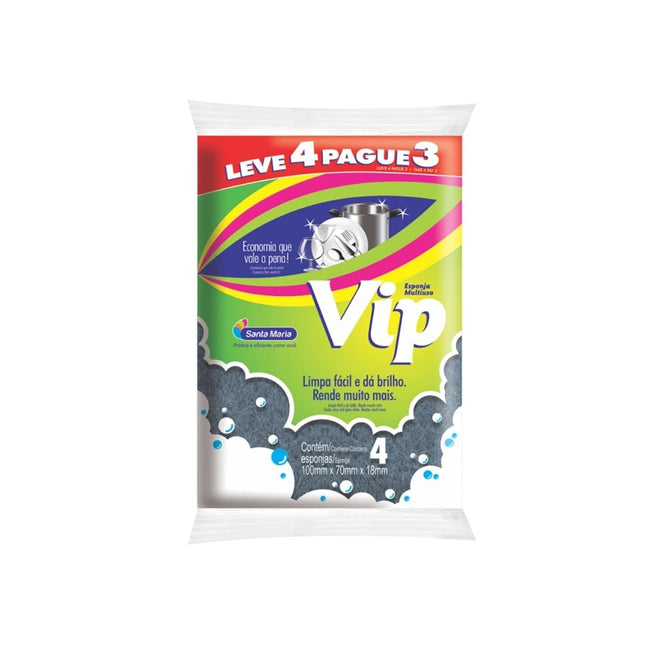 Esponja Santa Maria Lavar Louca Vip Esfrelux Multiuso Com 04 Unidades - 745